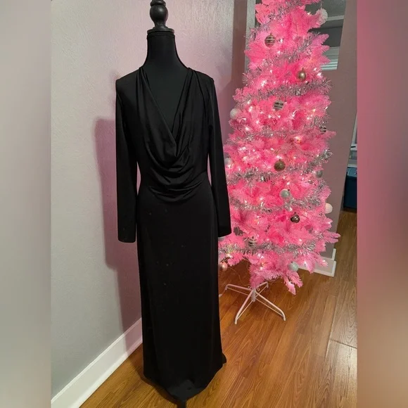 NA-KD Draped Maxi Dress Black Size Large. - Picture 3 of 7